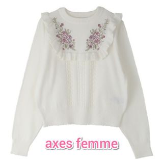 アクシーズファム(axes femme)のaxes femme　バラ刺繍ブロッキングニット(ニット/セーター)