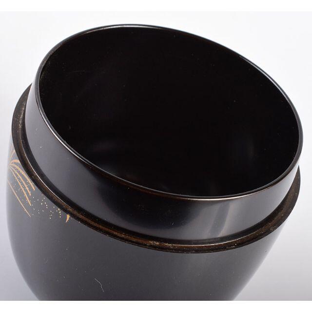 茶道具 加賀蒔絵師 田中宗凌作 黒漆蒔絵 月に芒 中棗 共箱 C 茶道具 加賀蒔絵師 田中宗凌作 黒漆蒔絵 月に芒 中棗 共箱 C