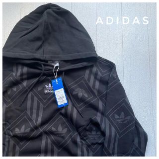 アディダス(adidas)の新品！未使用！adidas アディダス　モノグラムロゴパーカー　フーディー　黒(パーカー)