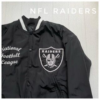 ジーユー(GU)のNFL RAIDERS レイダース スタジャン　ナイロンブルゾン　GU 古着(スタジャン)