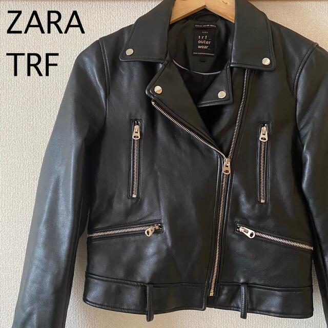 ZARA(ザラ)のZARA TRF ザラ　ダブル　ライダースジャケット　ブラック　黒 レディースのジャケット/アウター(ライダースジャケット)の商品写真