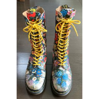 ドクターマーチン(Dr.Martens)のDr.Martens flower pattern 14ホールレザーワークブーツ(ブーツ)