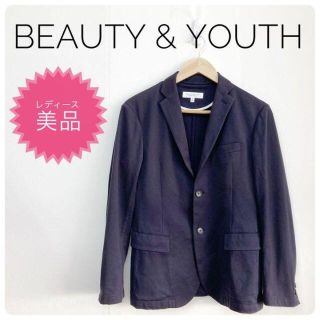 【美品】BEAUTY ＆ YOUTH　テーラードジャケット レディース　ネイビー(テーラードジャケット)