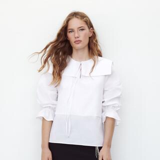 ザラ(ZARA)の【ZARA】新品未使用　ビッグ襟ブラウス　L(シャツ/ブラウス(長袖/七分))