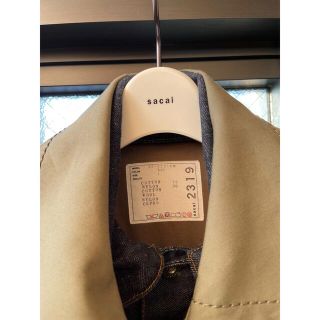 sacai アシメントリー　コットン　ナイロン　ステンカラーコート　ドッキング