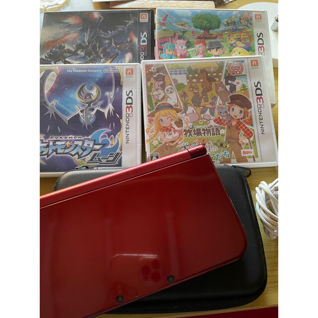 Newニンテンドー3DS LL メタリックレッド ソフト4本SET