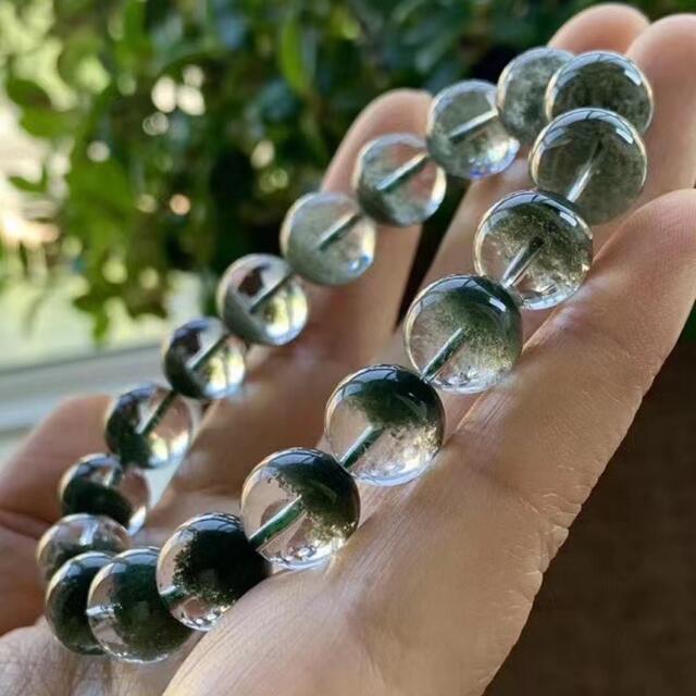 驚きの値段で 天然無処理 グリーンガーデンクォーツ ブレスレット 12mm