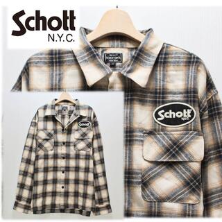 ショット(schott)の《Schott ショット》新品 ロゴ刺繍 チェック オープンカラーシャツ XL(シャツ)