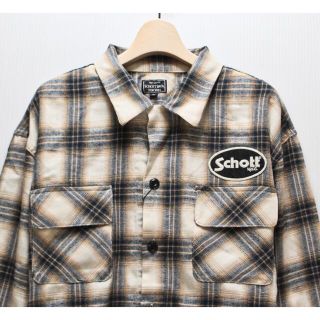 《Schott ショット》新品 ロゴ刺繍 チェック オープンカラーシャツ XL