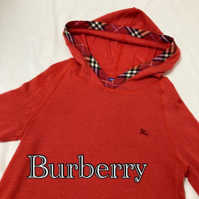 BURBERRY BLUE LABEL(バーバリーブルーレーベル)のBurberry/バーバリー ニットパーカー 赤色 レディースのトップス(ニット/セーター)の商品写真