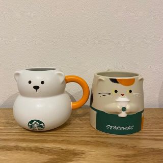 スターバックスコーヒー(Starbucks Coffee)の【新品】スターバックス マグねこバリスタ マグベアリスタ鏡もち セット(グラス/カップ)