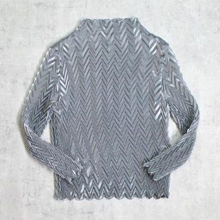 プリーツプリーズイッセイミヤケ(PLEATS PLEASE ISSEY MIYAKE)のunknown プリーツ加工 カットソー ヘリンボーン プリーツプリーズ レア(カットソー(長袖/七分))