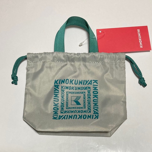 紀伊国屋　スイーツバッグ　巾着　エコバッグ　ポーチ　KINOKUNIYA　グレー レディースのバッグ(エコバッグ)の商品写真