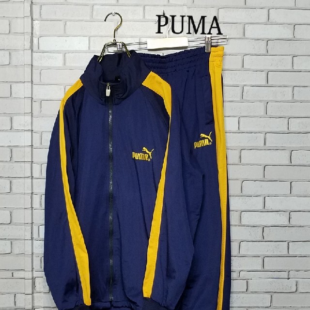 90s´ 【PUMA】プーマ ベロア ジャージ セットアップ 上下 ネイビー-