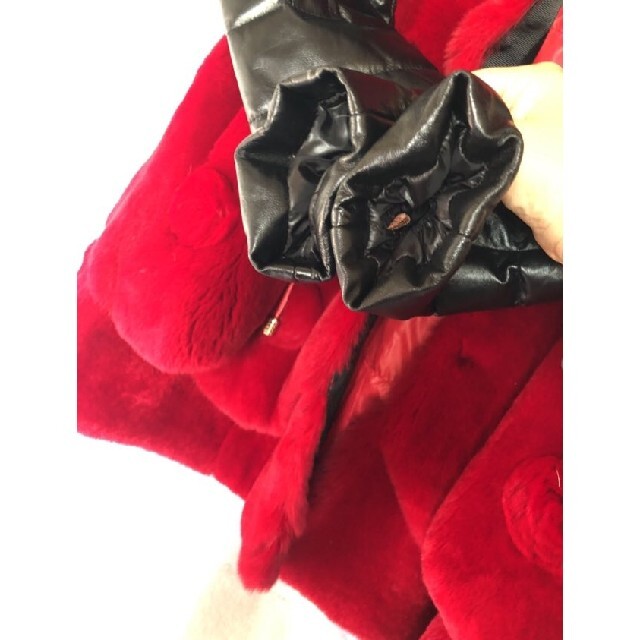 リアルフォックスファー/リアルレッキスファラム革ダウンフード付きハーフコート2L レディースのジャケット/アウター(毛皮/ファーコート)の商品写真