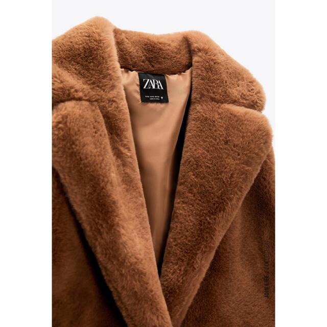 ZARA(ザラ)のZARA フェイクファーコート ダークブラウン S レディースのジャケット/アウター(毛皮/ファーコート)の商品写真