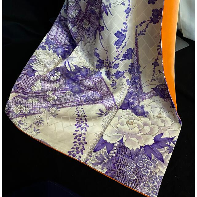 本物品質の 〈紫の花模様の小紋〉紫の着物　花の小紋　トールサイズ　送料無料 着物