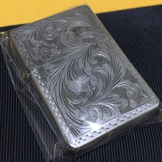 ジッポー(ZIPPO)の銀製 SILVER800 50sビンテージ総面彫ベネチアン オイルライター(金属工芸)