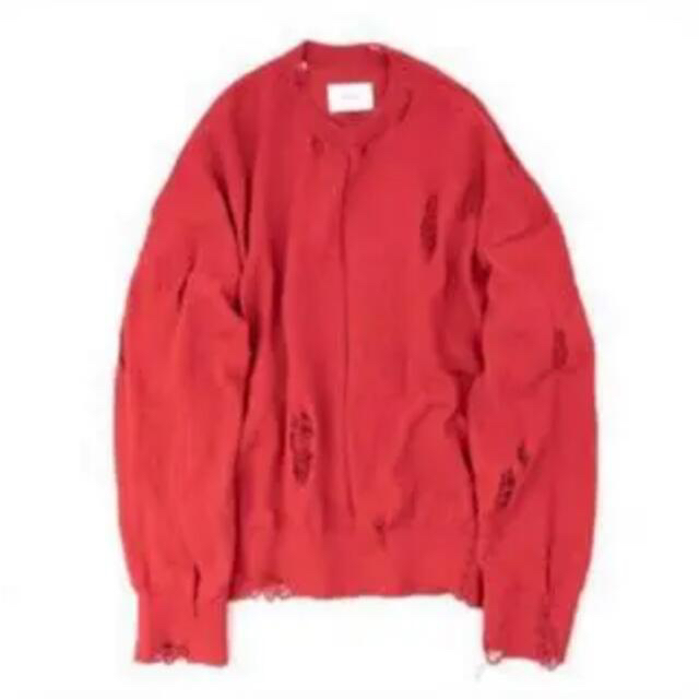 stein 21ss oversized damaged knit red