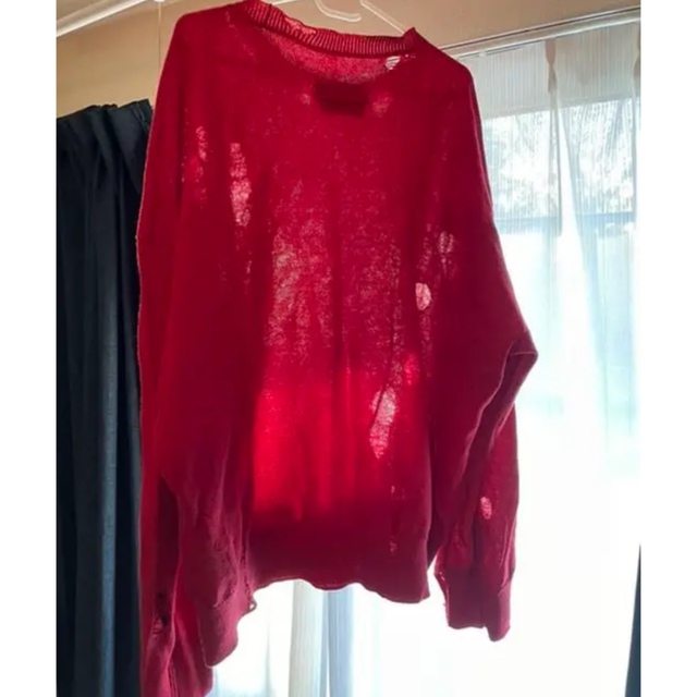 SUNSEA(サンシー)のstein 21ss oversized damaged knit red メンズのトップス(ニット/セーター)の商品写真