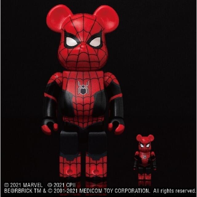 MEDICOM TOY(メディコムトイ)の【BE@RBRICK 】スパイダーマン　100% & 400% 4つセット ハンドメイドのおもちゃ(フィギュア)の商品写真