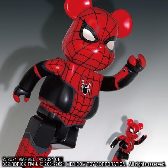 MEDICOM TOY(メディコムトイ)の【BE@RBRICK 】スパイダーマン　100% & 400% 4つセット ハンドメイドのおもちゃ(フィギュア)の商品写真