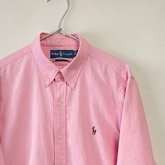 Ralph Lauren(ラルフローレン)の古着 90s POLO Ralph Lauren 長袖BDシャツ ピンク メンズのトップス(シャツ)の商品写真