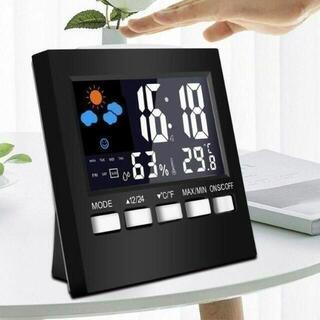 シンプル デジタル時計 コンパクト 目覚まし 置き時計 温湿度計　●(置時計)