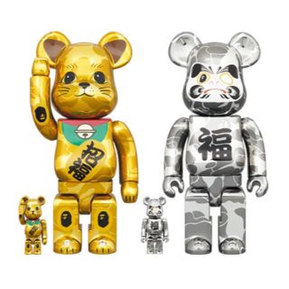 メディコムトイ(MEDICOM TOY)のBE@RBRICK 招き猫 金メッキ & 達磨 銀メッキ 100％ & 400％(フィギュア)