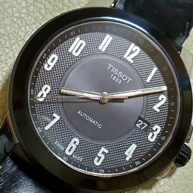 良品！TISSOT ティソ ブラック デイト 裏スケ 自動巻き メンズ