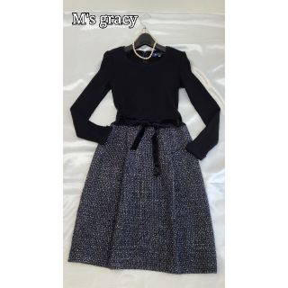 エムズグレイシー(M'S GRACY)の美品♪(38)　M's gracy  ドッキングワンピース(ひざ丈ワンピース)