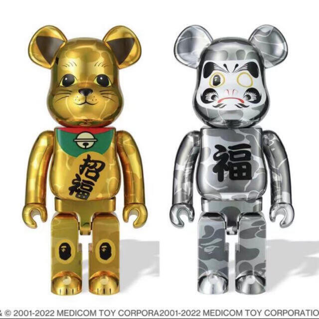 BE@RBRICK BAPE 招き猫 金メッキ&達磨 銀メッキ1000％ セット