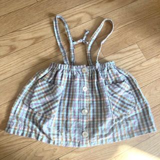 ザラキッズ(ZARA KIDS)のZARA スカート　サスペンダー　チェック　100 3-4y(スカート)