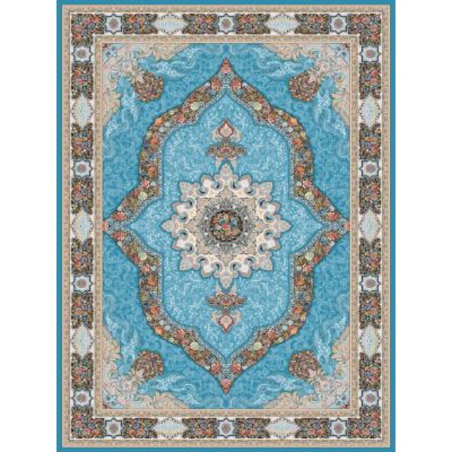 カーペット 美しいブルー色の高密度ウィルトン織りペルシャ柄絨毯