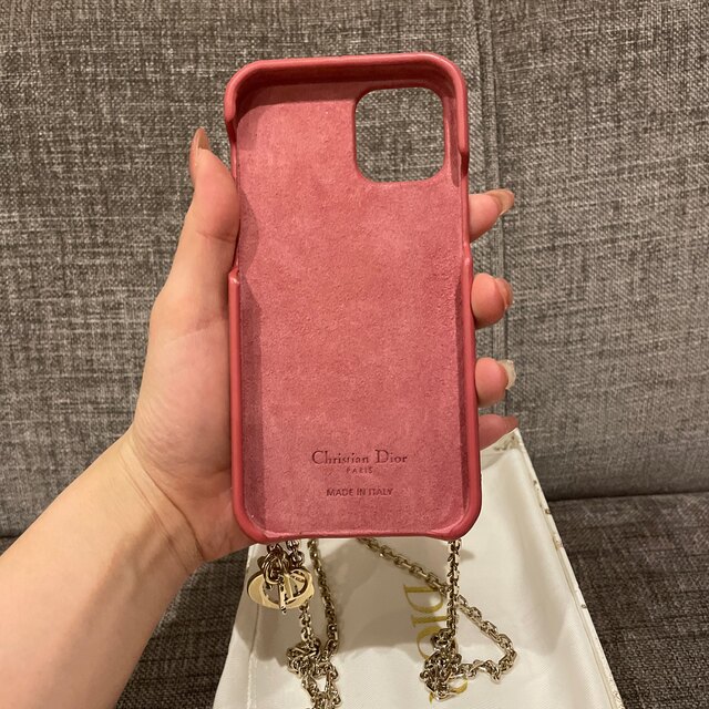 LADY DIOR IPHONE 12 & 12 PROチェーン付きケース - iPhoneケース