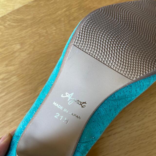 AGOSTO SHOP(アゴストショップ)の新品未使用　AGOSTO パンプス　エメラルドグリーン　21.5センチ レディースの靴/シューズ(ハイヒール/パンプス)の商品写真