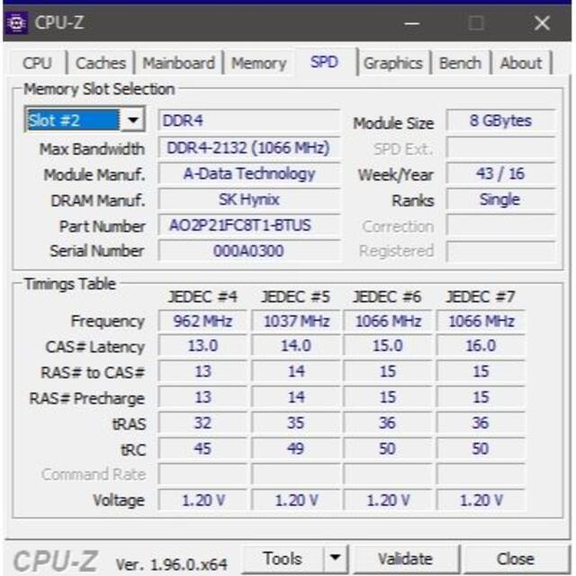 メモリ A-DATA 16GB (8GBx2) DDR4-2133 #354-0 5