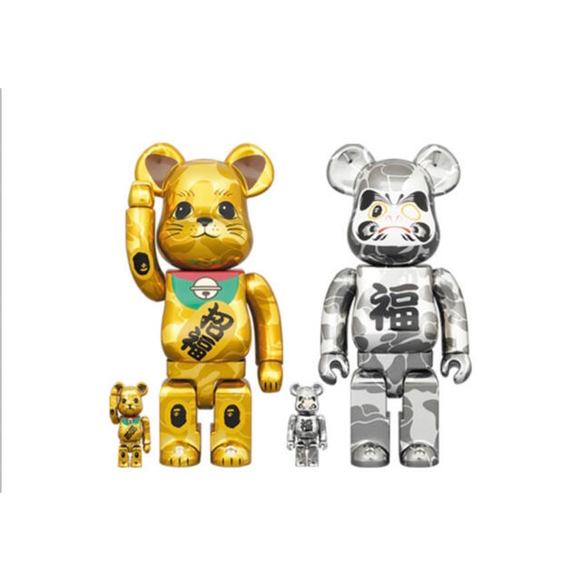 【新品未使用】BE@RBRICK BAPE 招き猫&達磨 100%&400%