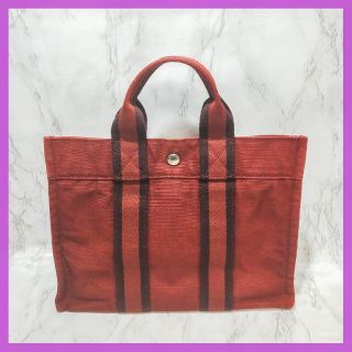 エルメス(Hermes)の☆美品☆ エルメス フールトゥ PM キャンバストート ハンドバッグ レッド(ハンドバッグ)