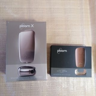 プルームテック(PloomTECH)の新品未開封　プルームX シャンパンゴールド＆レザーバッグカバー　キャメル(タバコグッズ)