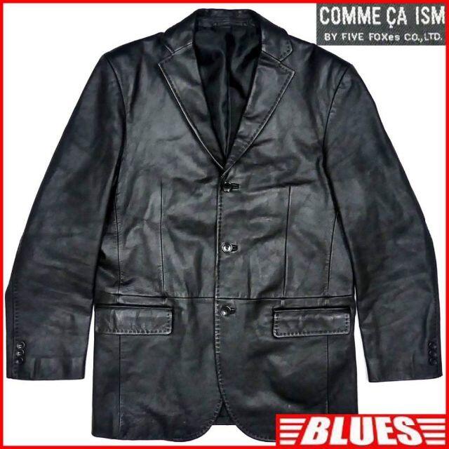 【オープニングセール】 COMME CA ブレザー 本革 スーツ 黒 XL テーラードジャケット レザー メンズ コムサ - ISM テーラードジャケット