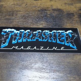 スラッシャー(THRASHER)の(縦8.1cm横20.3cm) THRASHER ファイアーロゴステッカー新作(スケートボード)