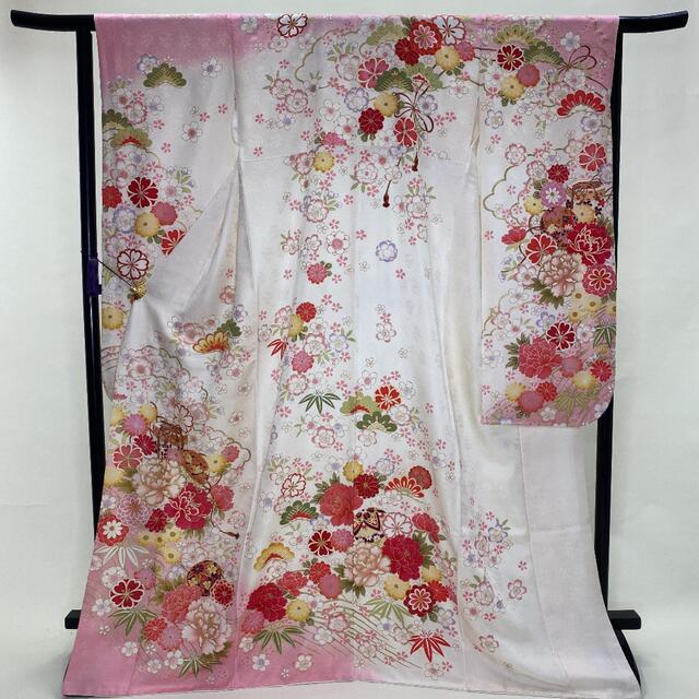 振袖☆正絹☆白 ピンク☆花柄☆古典柄☆裄64cm☆成人式☆ab-27-eastgate.mk