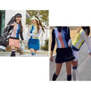 ルコックスポルティフ(le coq sportif)の☆LE COQ GOLF☆ ルコック韓国　ストライプラウンドニット(ウエア)