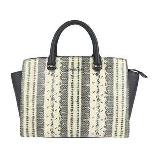 マイケルコース(Michael Kors)のMichael Kors マイケルコース  バッグ ハンドバッグ 30S4SLMS7N   パイソン型押し レザー クリームイエロー系 ブラック シルバー金具 2WAY ショルダーバッグ 【本物保証】(ハンドバッグ)