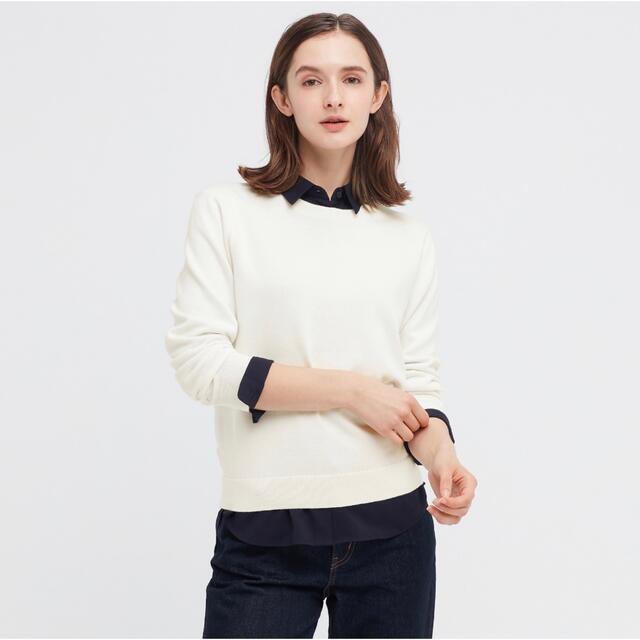 UNIQLO(ユニクロ)のユニクロ ウォッシャブルコットンクルーネックセーター（長袖） レディースのトップス(ニット/セーター)の商品写真