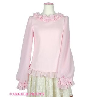 アンジェリックプリティー(Angelic Pretty)の【新品タグ付き】Trio Ribbonカットソー  ピンク(カットソー(長袖/七分))