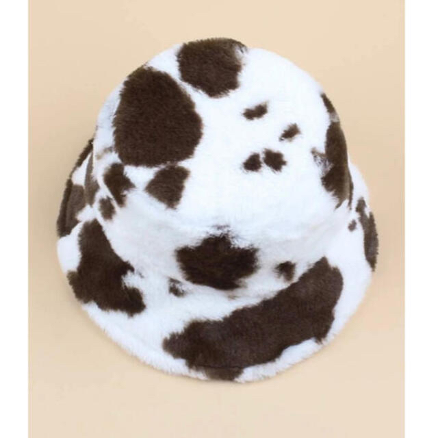 牛柄　バケットハット　フワフワ　ブラウン レディースの帽子(ハット)の商品写真
