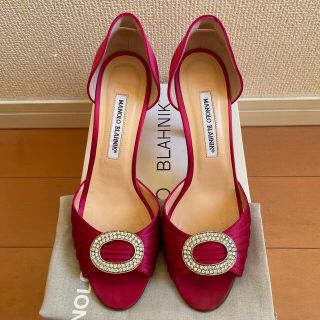 マノロブラニク(MANOLO BLAHNIK)のマノロブラニク ハイヒール　オープントゥ 38.5サイズ　美品(ハイヒール/パンプス)