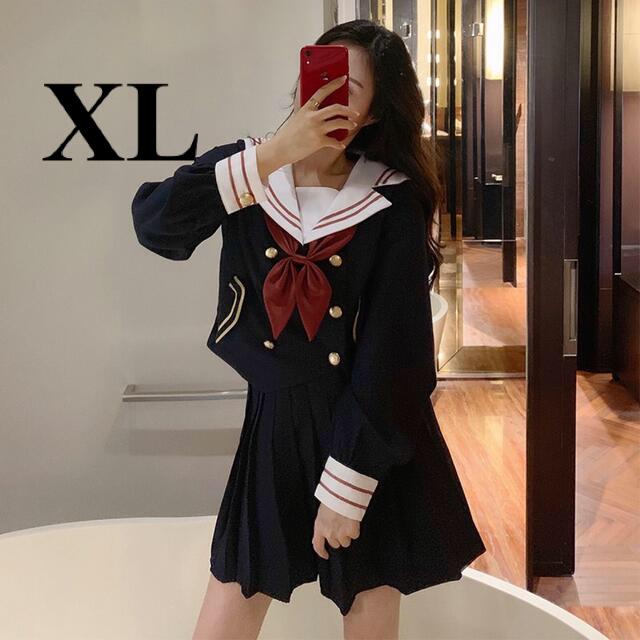 セーラー服 L 紺 コスプレ 制服 学生服 上下セット 長袖 女子高生 新品